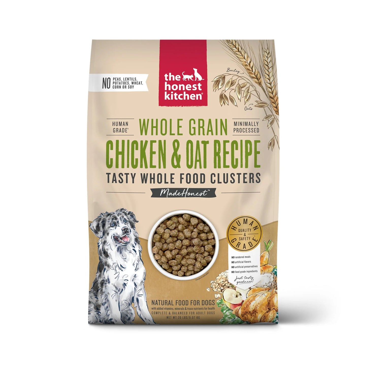 The Honest Kitchen Whole Food Clusters Whole Grain Chicken & Oat Recipe Dry Dog Food - Whole Grain Dry Dog Food, Chicken & Oat Recipe, Natural Dog Food, USA Made Pet Food