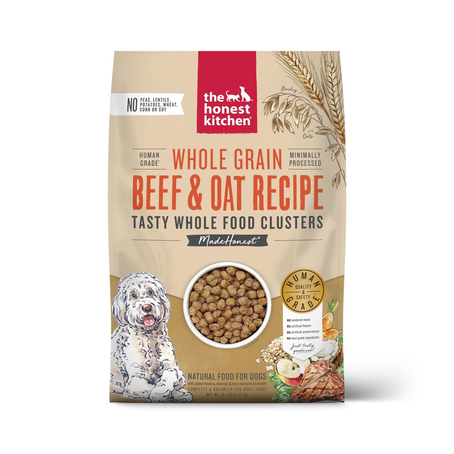 The Honest Kitchen Whole Food Clusters Whole Grain Chicken & Oat Recipe Dry Dog Food - Whole Grain Dry Dog Food, Chicken & Oat Recipe, Natural Dog Food, USA Made Pet Food
