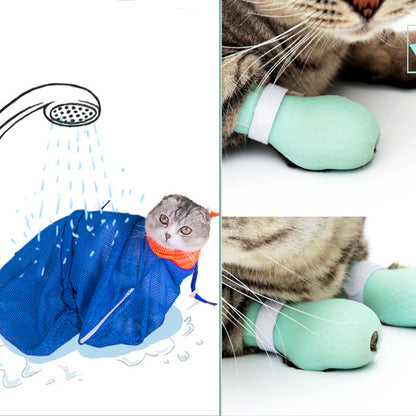 Cat Anti-scratch Foot Cover Silicone Anti Cat Paw Scratch Gloves Hold Cat Wash Cat Feed Medicine Pet Foot Cover 4 Pcs