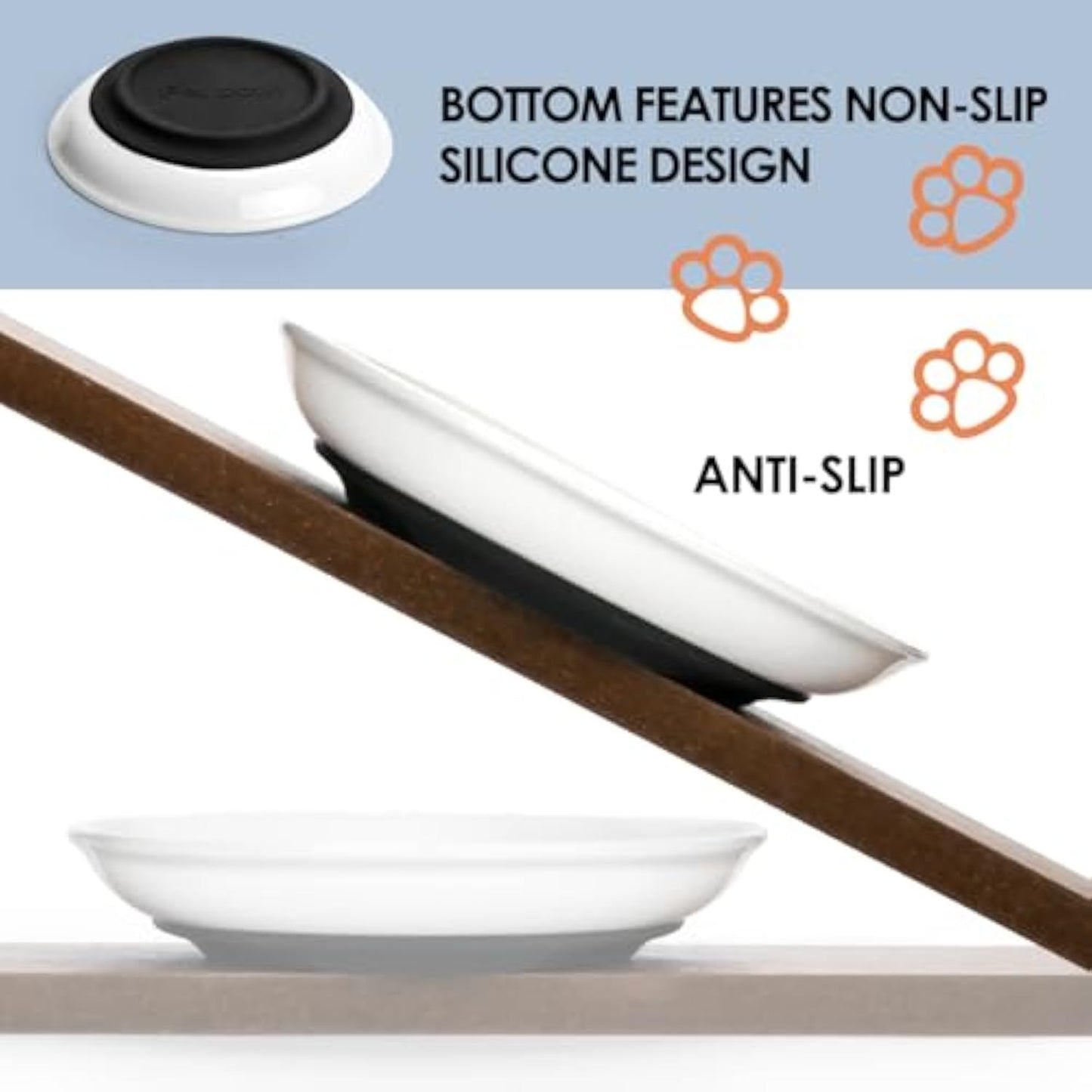 Ceramic Cat Food Bowls Whisker Friendly Cat Bowls With Nonslip Silicone Bottom Cat Food Dishes For Food And Water Cat Food Dishes Wide Shallow Small Cat Plates For Cats Kitten Small Dogs