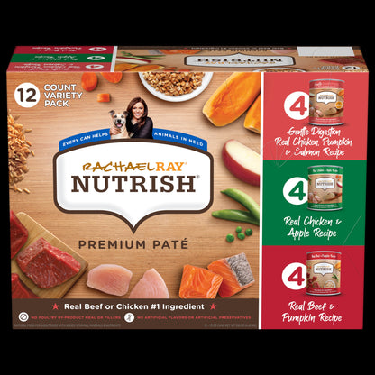 Premium Paté Variety Pack Wet Dog Food – Real Chicken, Pumpkin & Salmon, Real Chicken & Apple, Real Beef & Pumpkinc