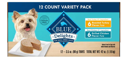 Blue Buffalo Delights Natural Small Breed Wet Dog Food Turkey & Chicken Variety Pack