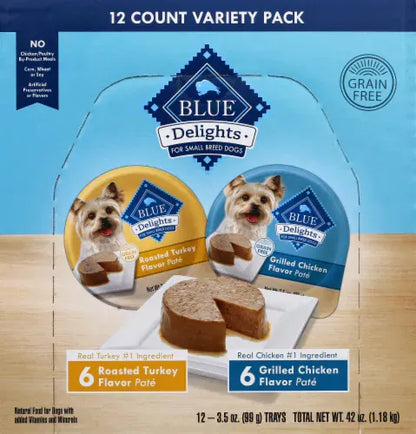 Blue Buffalo Delights Natural Small Breed Wet Dog Food Turkey & Chicken Variety Pack