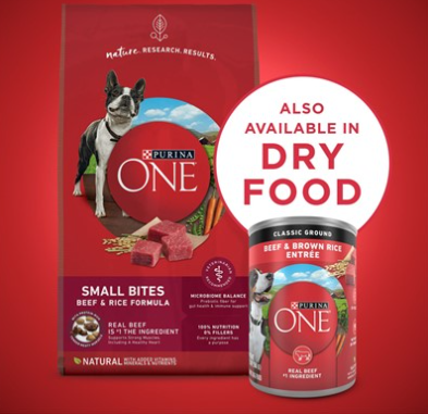 Purina One Wholesome Beef and Brown Rice Entree Canned Dog Food